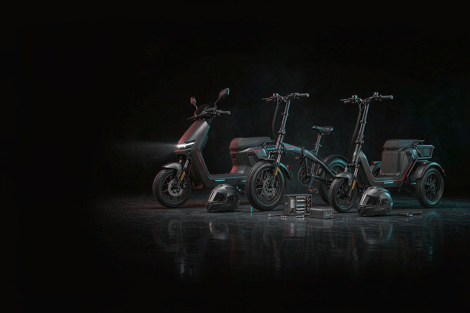 SANJIE electric maxi-scooter in studio lighting